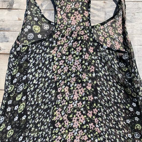Fire Los Angeles Black Sheer Floral Top Size Small - Picture 6 of 7